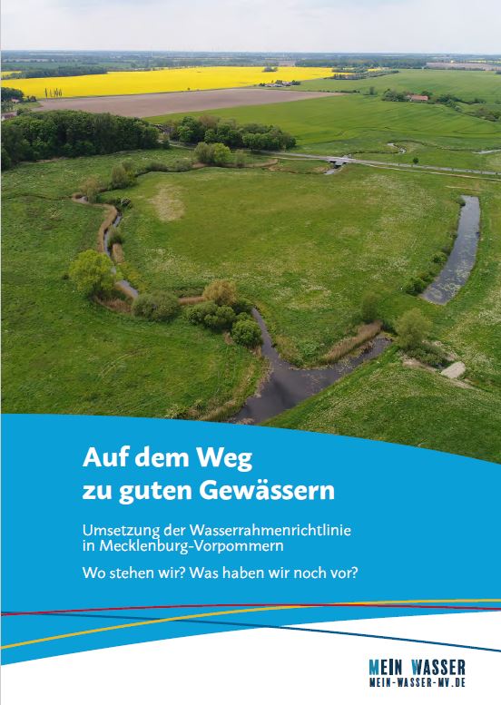 Deckblatt: Auf dem Weg zu guten Gewässer - Umsetzung der WRRL in M-V, Stand 2018